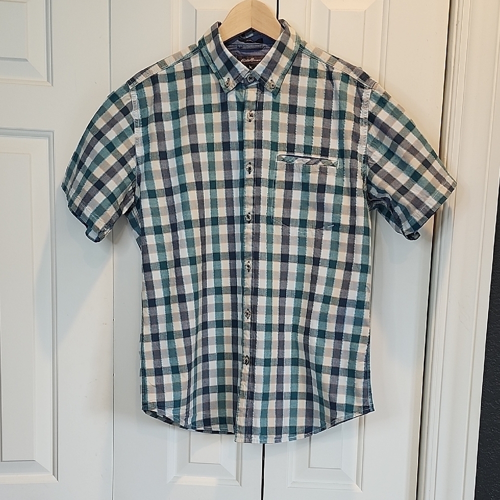 Eddie Bauer Men's Classic Fit Short Sleeve Plaid Button Down Shirt Size Medium